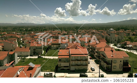 Aerila view of the town of Florina in the mountainous northwestern Macedonia, Greece 106105228