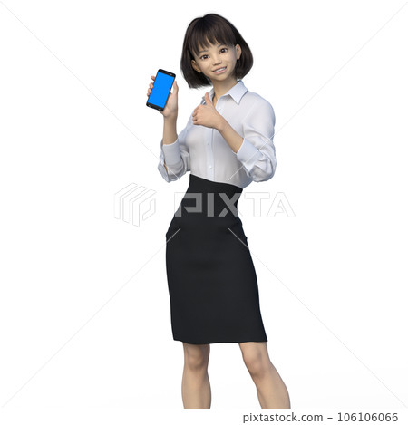展示智能手機制服 perming3DCG 插畫素材的女商人 106106066