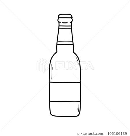 Bottle of beer in doodle style. Vector illustration. Linear glass bottle. Bottle of beer in doodle style. Vector illustration. Linear glass bottle. 106106189