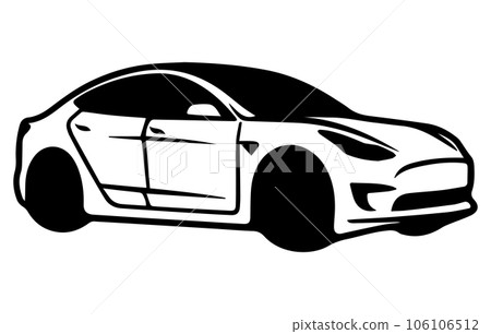 Electric vehicle car Vector icon Outline, Car vector outline drawing 106106512