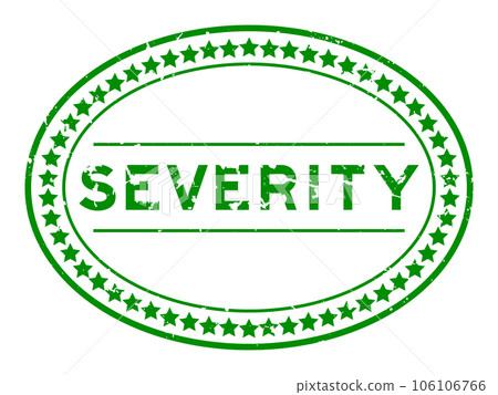Grunge green severity word oval rubber seal stamp on white background Grunge green severity word oval rubber seal stamp on white background 106106766