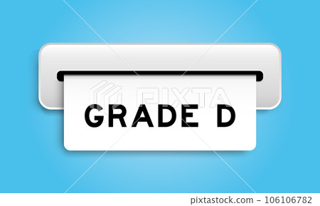 White coupon banner with word grade D from machine on blue color background White coupon banner with word grade D from machine on blue color background 106106782