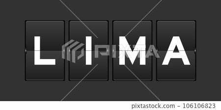 Black color analog flip board with word lima on gray background Black color analog flip board with word lima on gray background 106106823