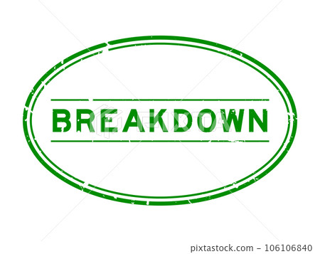 Grunge green breakdown word oval rubber seal stamp on white background 106106840