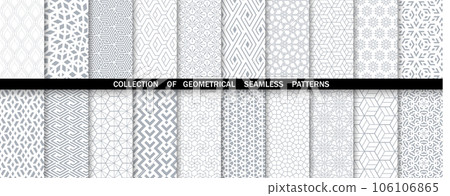 Geometric set of seamless gray and white patterns. Simpless vector graphics. 106106865