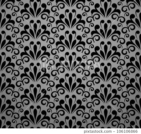 Flower geometric pattern. Seamless vector background. Black and gray ornament. Ornament for fabric, wallpaper, packaging. Decorative print 106106866