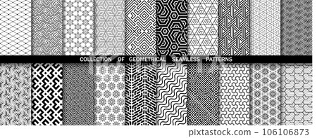 Geometric set of seamless black and white patterns. Simpless vector graphics 106106873