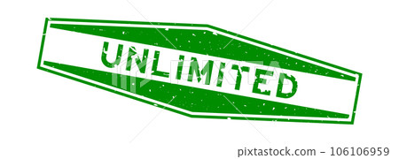 Grunge green unlimited word hexagon rubber seal stamp on white background Grunge green unlimited word hexagon rubber seal stamp on white background 106106959