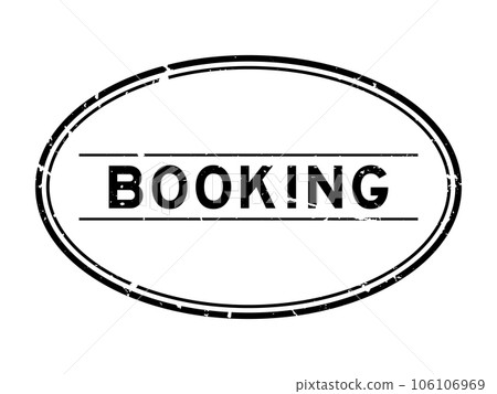 Grunge black booking word oval rubber seal stamp on white background 106106969