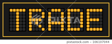 Orange color led banner in word trade on black background Orange color led banner in word trade on black background 106107044