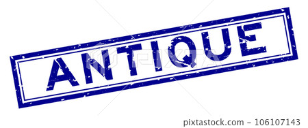 Grunge blue antique word square rubber seal stamp on white background 106107143