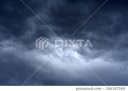 Thunderclouds in the evening sky. Cumulative clouds in a storm. Thunderclouds in the evening sky. Cumulative clouds in a storm. 106107569
