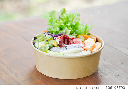 fruit and vegetable salad or cantaloupe, dragon fruit and lettuce salad fruit and vegetable salad or cantaloupe, dragon fruit and lettuce salad 106107790
