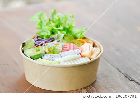 fruit and vegetable salad or cantaloupe, dragon fruit and lettuce salad fruit and vegetable salad or cantaloupe, dragon fruit and lettuce salad 106107791
