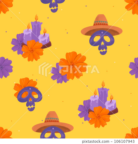 Dia de los Muertos seamless pattern 106107943