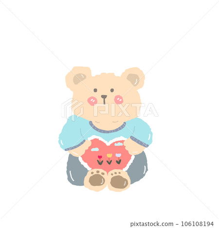 Cute cartoon pastel doodle hand draw bear 106108194