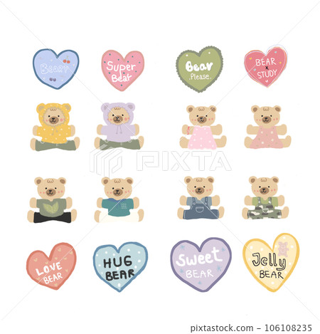 Cute cartoon pastel doodle hand draw bear Cute cartoon pastel doodle hand draw bear 106108235