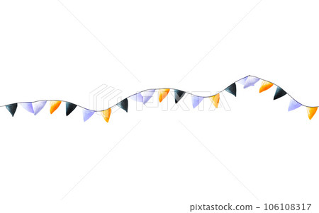 Watercolor seamless banner with festive flags for halloween illustration. Hand painting postcard isolated on white background. For designers, decoration, shop, for postcards, wrapping paper, covers Watercolor seamless banner with festive flags for halloween illustration. Hand painting postcard isolated on white background. For designers, decoration, shop, for postcards, wrapping paper, covers 106108317