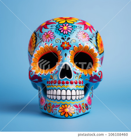 Sugar skull for the Day of the Dead on a bright background. Traditions. Mexico. Minimalism. Sugar skull for the Day of the Dead on a bright background. Traditions. Mexico. Minimalism. 106108460