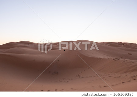 footprints of camels and bedouins on the sand dunes of the sahara desert in morocco footprints of camels and bedouins on the sand dunes of the sahara desert in morocco 106109385