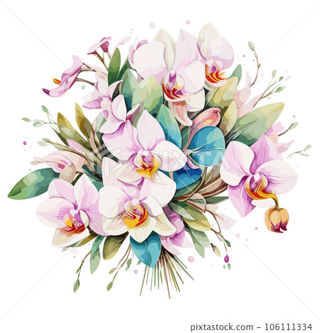 Bouquet of white orchids in a vase Bouquet of white orchids in a vase 106111334