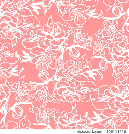 pink and white rose flowers seamless pattern, texture, design 106111616