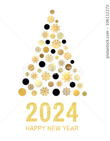 Happy new year 2024. Gold glitter greeting card... - Stock Illustration ...