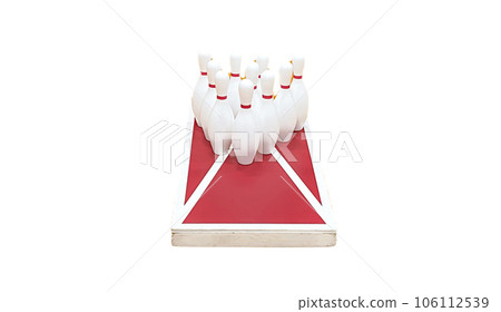 Bowling pins on a cornhole game board 106112539