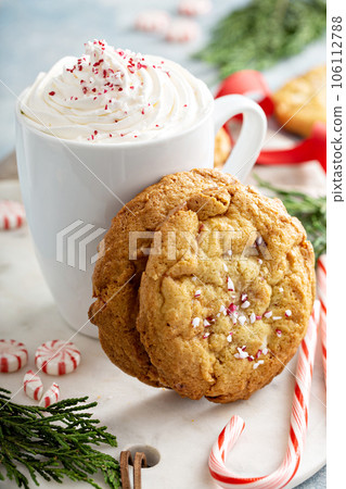 Peppermint white chocolate cookies baked for Christmas 106112788