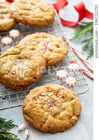 Peppermint white chocolate cookies baked for Christmas Peppermint white chocolate cookies baked for Christmas 106112793