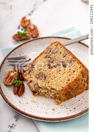 Traditional brown sugar pecan cake, bundt pan 106112941
