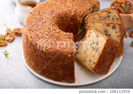 Traditional brown sugar pecan cake, bundt pan Traditional brown sugar pecan cake, bundt pan 106112959
