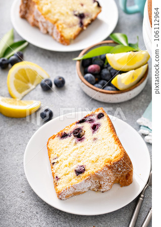 Traditional lemon blueberry pound cake, Bundt cake 106112964