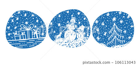 Collection of Christmas abstract graphic elements. Vector illustration. flat cartoon style Collection of Christmas abstract graphic elements. Vector illustration. flat cartoon style 106113043