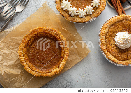 Mini sweet potato pies, warm spicy fall dessert 106113252