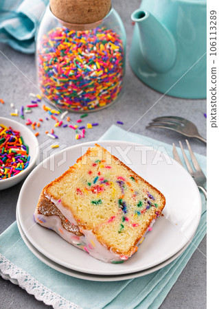 Celebration funfetti birthday pound cake with sprinkles Celebration funfetti birthday pound cake with sprinkles 106113289