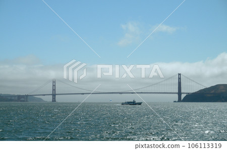 Ferry boat passes the Golden Gate bridge Ferry boat passes the Golden Gate bridge 106113319