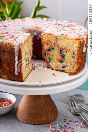 Celebration funfetti birthday pound cake with sprinkles Celebration funfetti birthday pound cake with sprinkles 106113326
