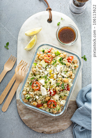 Healthy low carb salad with cauliflower rice and chickpeas Healthy low carb salad with cauliflower rice and chickpeas 106113622