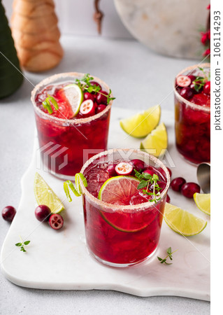 Cranberry and lime margarita cocktail or mocktail 106114293