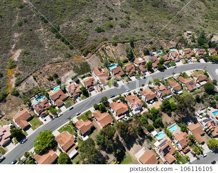 Aerial view of small city Poway in suburb of San Diego County, California, United States. Aerial view of small city Poway in suburb of San Diego County, California, United States. 106116105