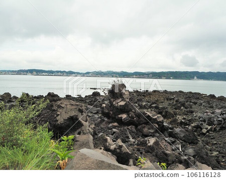 櫻島的觀光景點積水展望廣場、尖叫的肖像 106116128