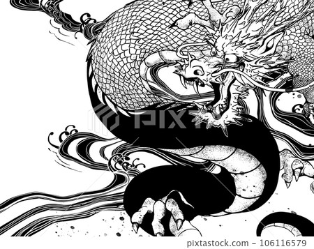 龍與波線描 106116579