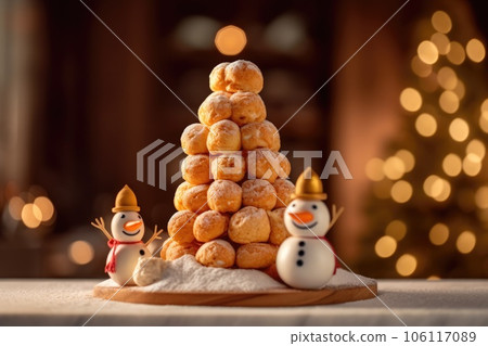 Sweet croquembush desserts in the form of a Christmas tree Sweet croquembush desserts in the form of a Christmas tree 106117089