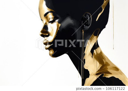 black and gold abstract woman on a white background  106117122