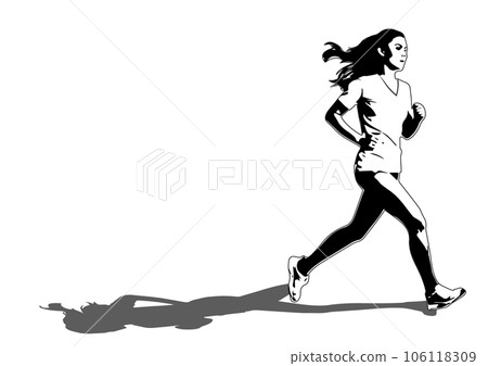 奔跑的女人和影子的插圖 106118309