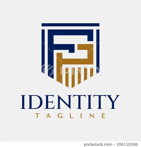 Modern line shield letter F P FP logo design. Minimal initial FP logo template. 106118506