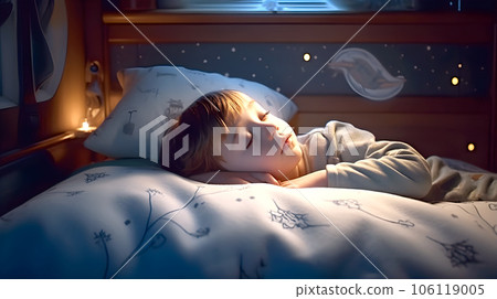 孩子在床上睡覺 - 生成人工智能 106119005