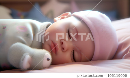 嬰兒在床上睡覺 - 生成人工智能 106119006