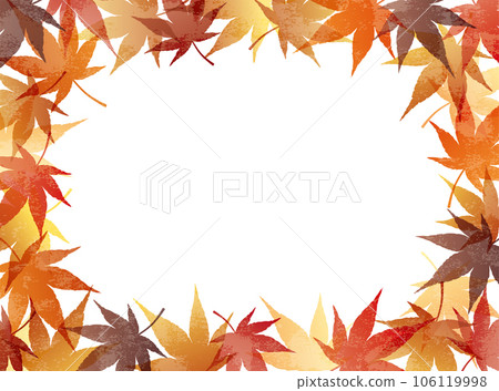 Autumn leaves maple grunge frame 106119998